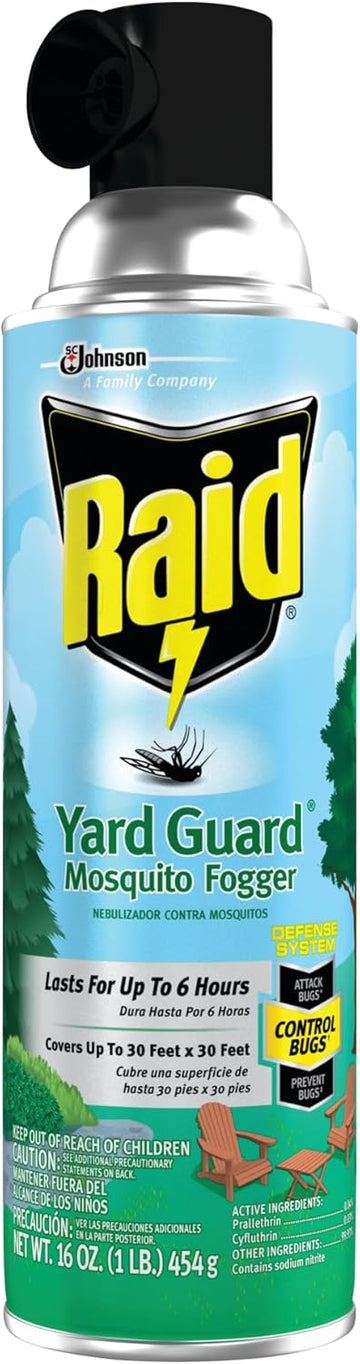 Raid Yard Guard Mosquito Fogger, Kills Flies, Mosquitoes, Non-Biting Gnats, Small Flying Moths, Wasps And Hornets 16 Oz, Pack Of 12