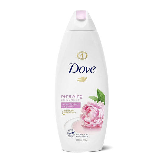 Dove Body Wash 100% Gentle Cleansers, Sulfate Free Peony And Rose Oil Effectively Washes Away Bacteria While Nourishing Your Skin, 22 Fl Oz (Pack Of 4)