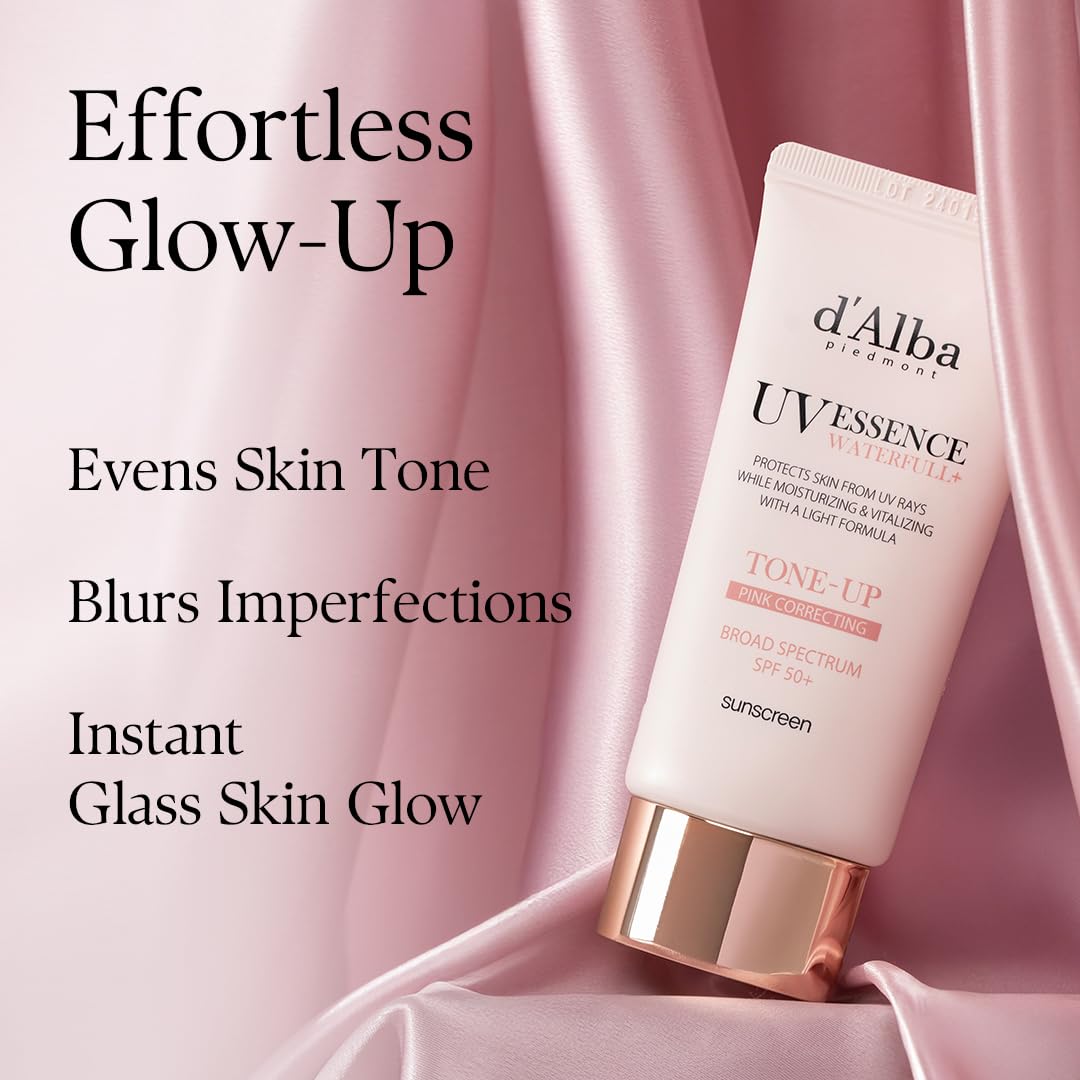 [2 Ea] D'Alba Piedmont Waterfull Tone-Up Sunscreen Serum Broad Spectrum Spf 50 + Korean Sunscreen For Face, All Skin Tones, Sweat Proof Formula (2 X 1.69 Fl.Oz.) : Beauty & Personal Care