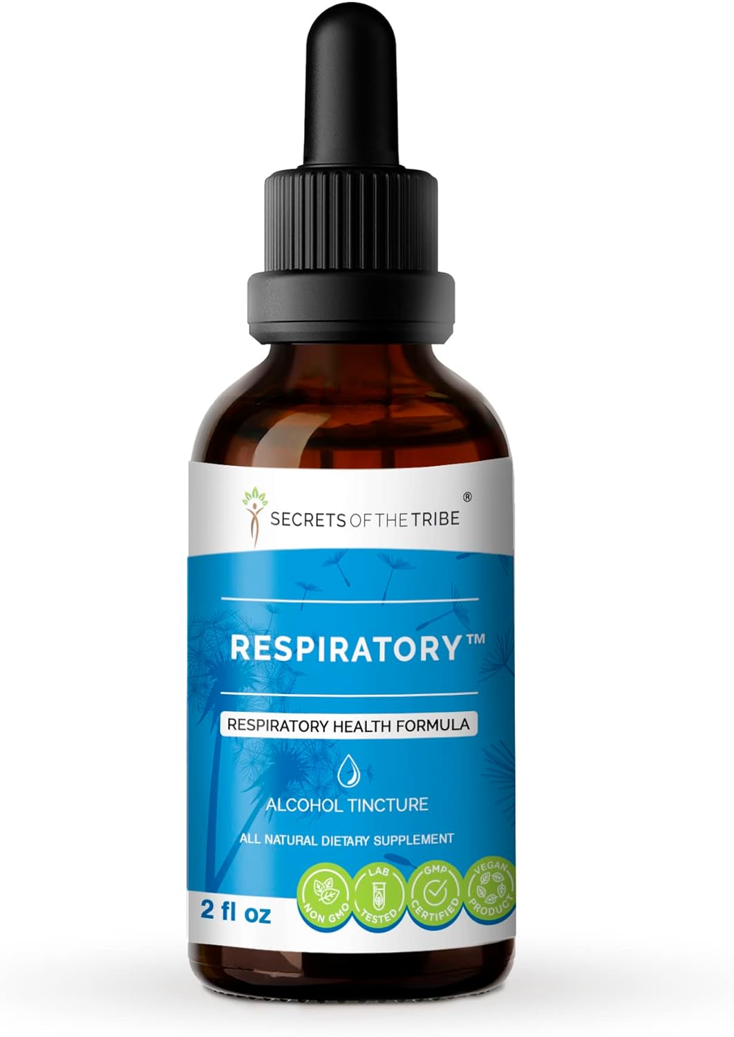 Secrets of the Tribe - Respiratory, Respiratory Health Formula, Herbal Supplement Blend Drops Alcohol Liquid Extract (2 fl oz)