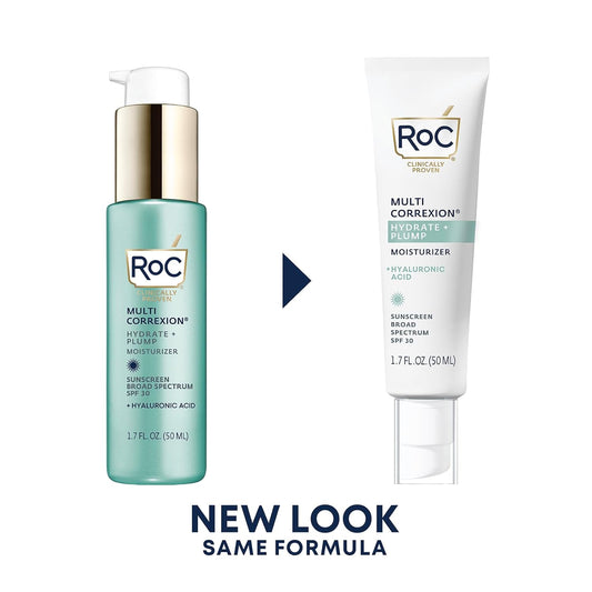 Roc Multi Correxion 1.5% Pure Hyaluronic Acid Anti Aging Daily Face Moisturizer With Broad Spectrum Sunscreen Spf 30 (1.7 Oz) With Retinol Eye Cream Packette (Packaging May Vary)