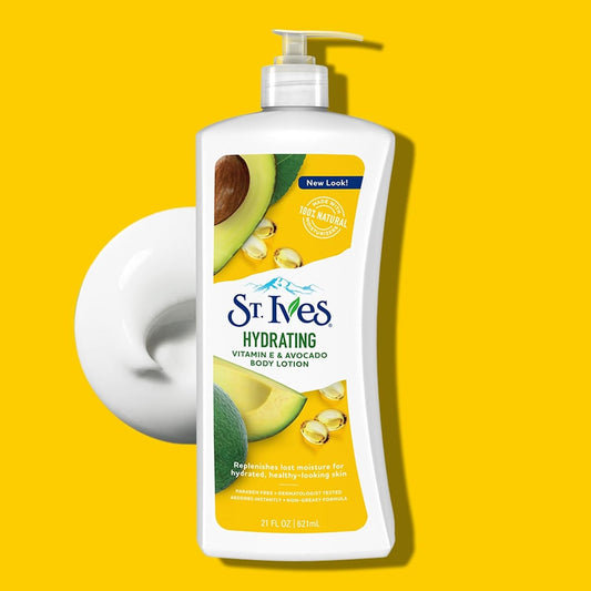 St. Ives Hydrating Hand & Body Lotion Moisturizer For Dry Skin Vitamin E & Avocado Made With 100% Natural Moisturizers 21 Oz