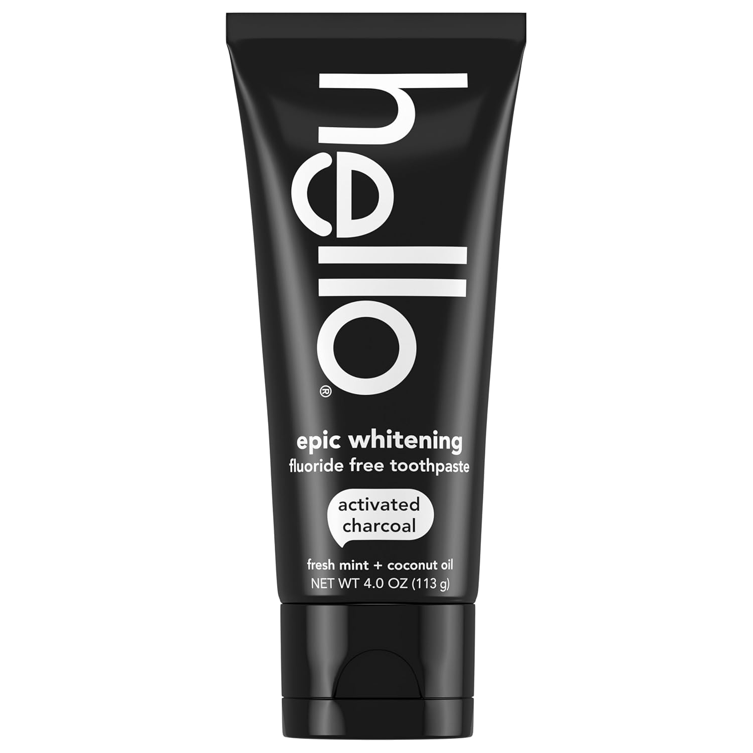Hello Epic Whitening Charcoal Fluoride Free Toothpaste, Activated Charcoal Toothpaste With Coconut Oil, Whitens Teeth Naturally, Sls Free, Fresh Mint, 4.0 Oz Tube : Health & Household