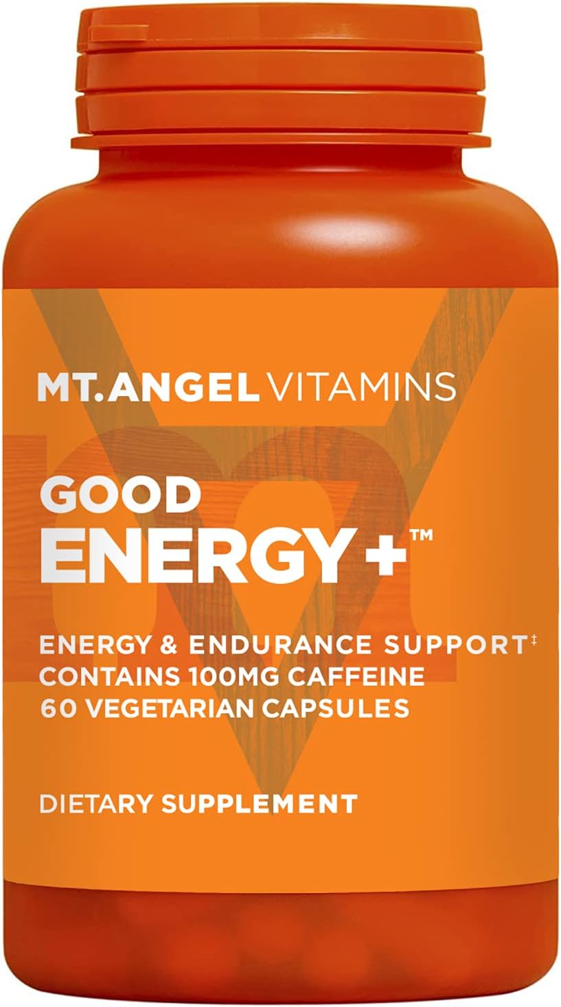 Mt. Angel Vitamins - Good Energy - Natural Energy Supplement For Fatigue, Better Mood Booster, Panax Ginseng, Rhodiola Rosea + More Herbs & Vitamins (60 Caps)