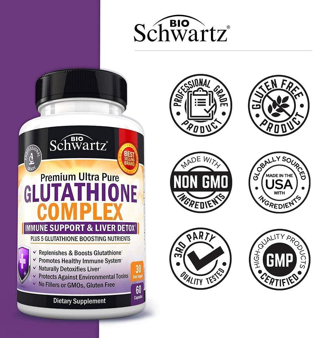 Glutathione Supplement Liver Detox with Quercetin Vitamin C Milk Thistle Alpha Lipoic Acid Liver Supplement & Immune Support Pills - Natural Immunity Defense Health Formula & Liver Cleanse 500mg 60ct : Health & Household