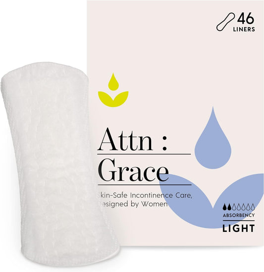 Attn: Grace Panty Liners And Nourishing Barrier Cream For Women - 46 Liners & 2Oz Barrier Cream | For Light Urinary Incontinence, Bladder Leakage Or Postpartum - 100% Breathable & Plant-Materials