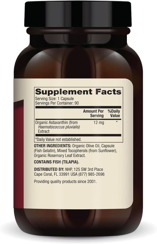 Dr. Mercola Astaxanthin, 90 Servings (90 Capsules), Dietary Supplement, 12 Mg Per Capsule, Provides Antioxidant Power For Overall Health, Non-Gmo