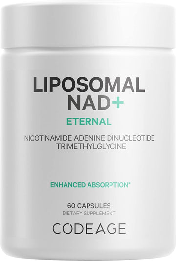 Codeage Liposomal Nad+ Supplement - Betaine Anhydrous - Liposomal For Bioavailability - Energy, Metabolism, And Healthy Aging Support - Nad Nicotinamide Adenine Dinucleotide Formula - 60 Capsules