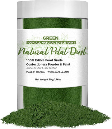 Bakell Green Natural Petal Dust Edible Dust & Paint | Kosher & Halal Certified | 100% Edible | Vegan, Gluten Free, Nut Free, Dairy Free, Non-Gmo (Green, 25G)