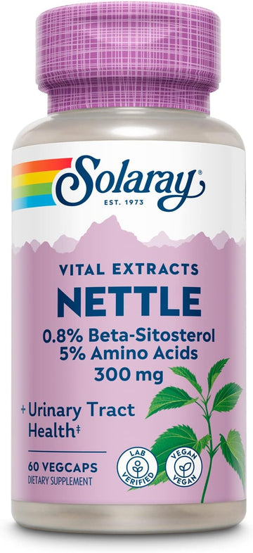 Solaray Nettle Root Extract 300Mg Healthy Male Urinary & Prostate Support Guaranteed Potency Amino Acids & Beta-Sitosterol Non-Gmo 60 Vegcaps