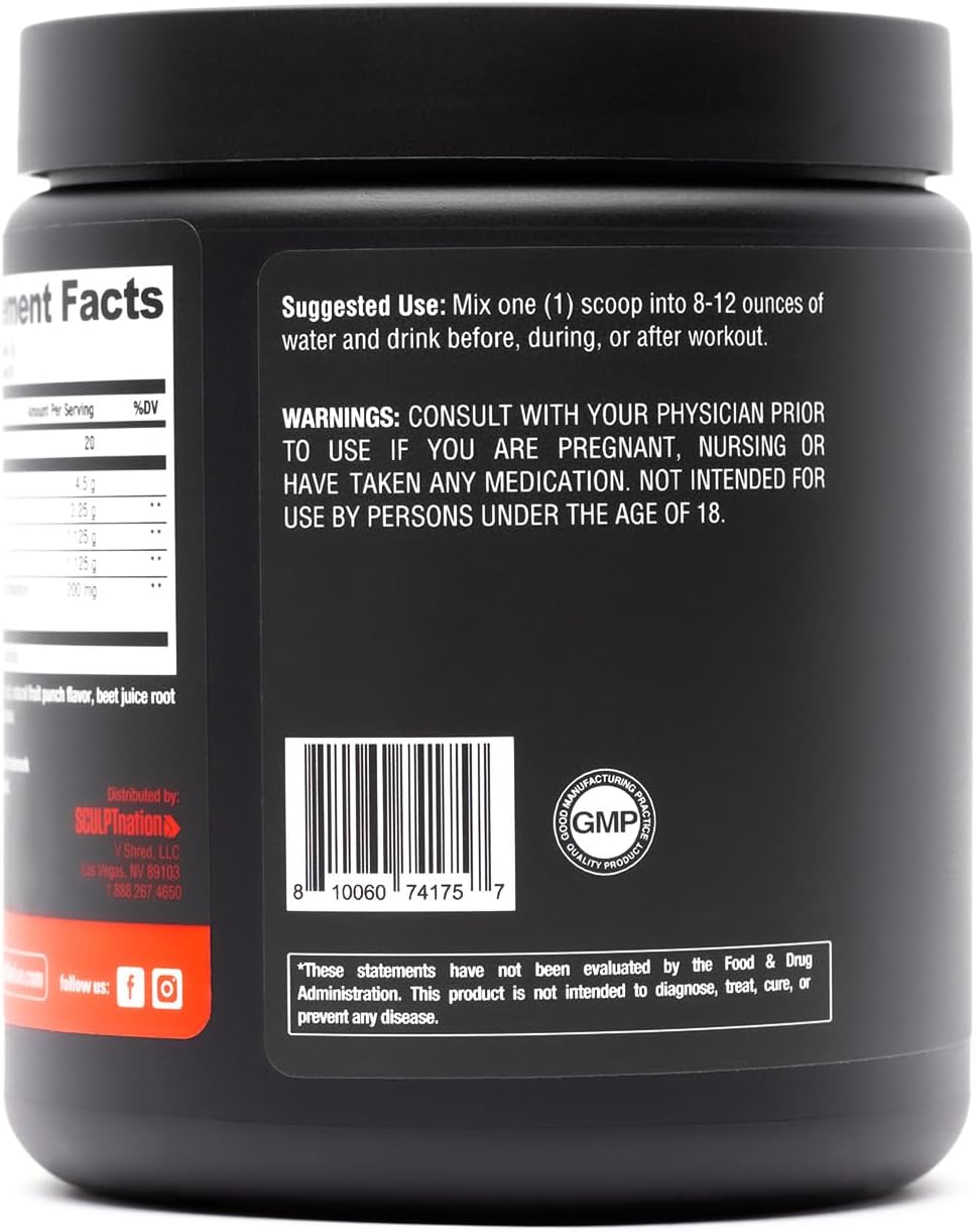 Sculpt Nation by V Shred BCAA Powder - Powerful Amino Acids Blend to Support Recovery and Endurance, Branch Chain Essential Amino Acids, Fruit Punch - 30 Servings : Health & Household