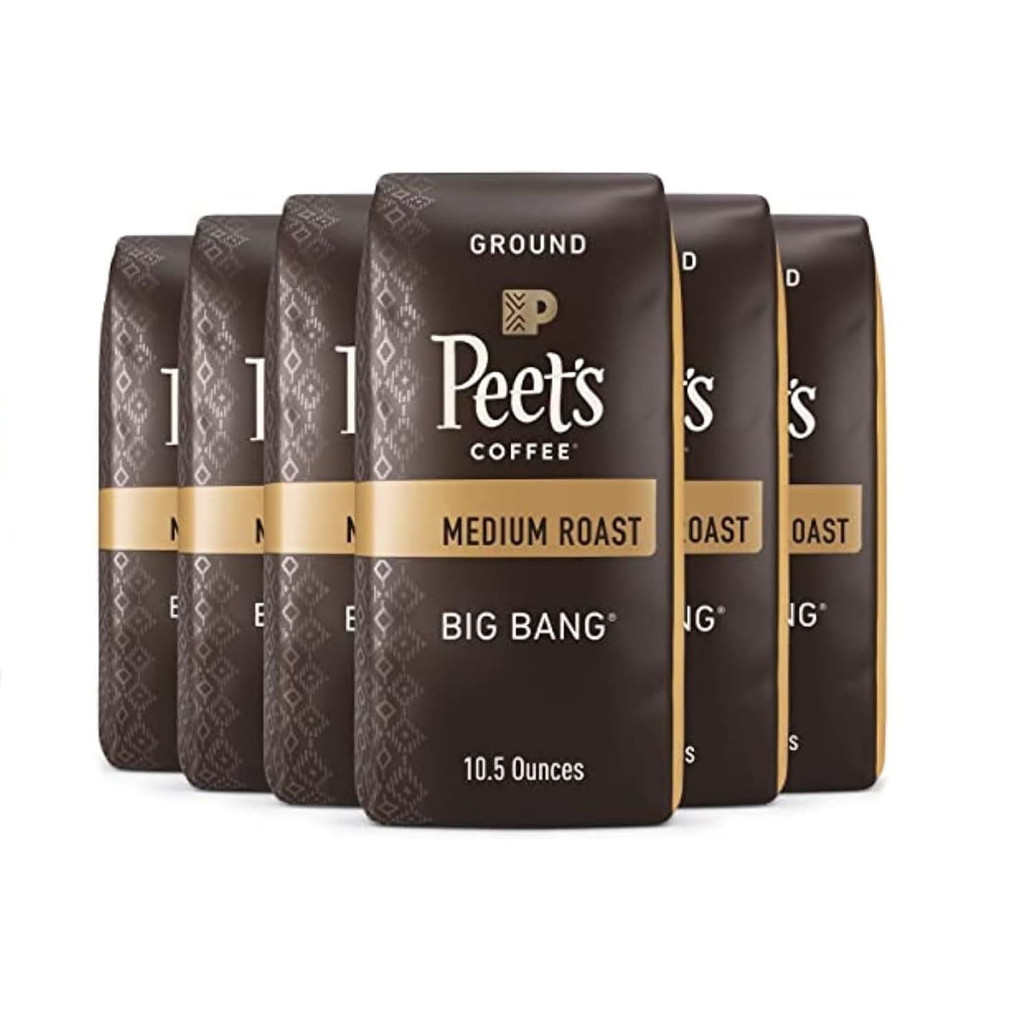 Peet's Coffee, Medium Roast Ground Coffee - Big Bang 63 Ounces (Six Bags of 10.5 Ounce)