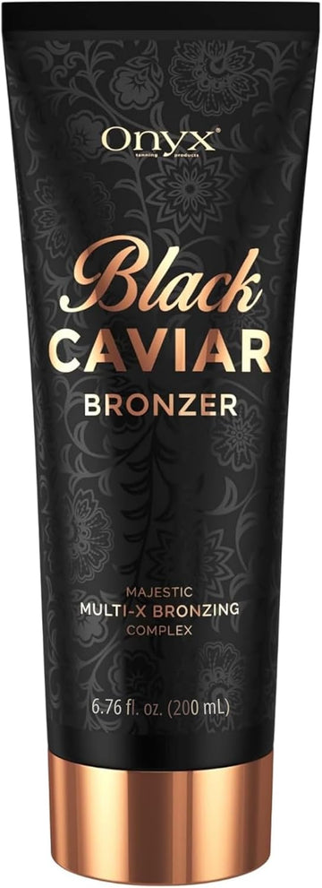 Onyx Black Caviar Sunbed Cream With Bronzer 8.5 Oz 250Ml | Advanced Bronzing Sunbed Tanning Accelerator | Instant Tan Enhancer | For Indoor Sunbeds And Outdoor Sun | Achieve Fast Dark Skin Results