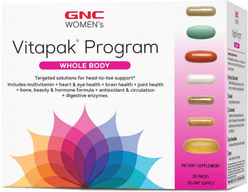 Gnc Women'S Whole Body Vitapak | 7 Step Multivitamin System For Optimal Health | Contains Omega-3, Calcium And Gla For Hair, Skin And Nails | 30 Count