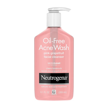 Neutrogena Oil-Free Salicylic Acid Pink Grapefruit Pore Cleansing Acne Wash And Facial Cleanser With Vitamin C, 9.1 Fl. Oz