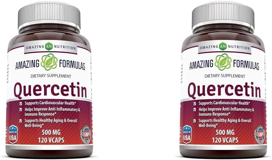 Amazing Formulas Quercetin 500 Mg, 120 Vcaps - Dietary Supplement, Vegan Capsules, Non-Gmo, Gluten Free - Optimal With A Balanced Diet And Regular Exercise