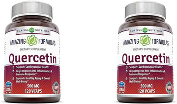 Amazing Formulas Quercetin 500 Mg, 120 VCaps - Dietary Supplement, Vegan Capsules, Non-GMO, Gluten Free - Optimal With A Balanced Diet and Regular Exercise