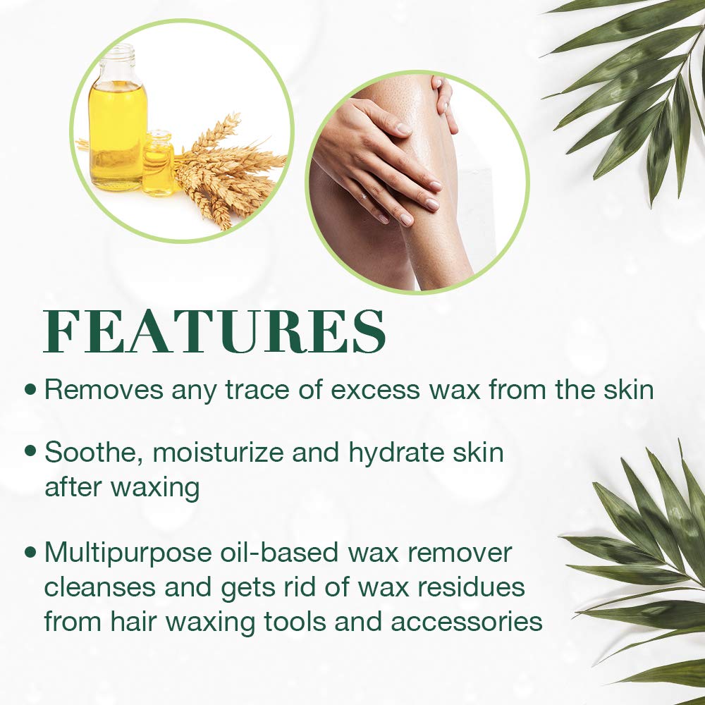 Clean + Easy After Wax Remover – After Wax Care Oil With Wheat Germ, Post Waxing Cleanser For Skin & Wax Residue, 16 Oz : Hair Removal Wax : Health & Household