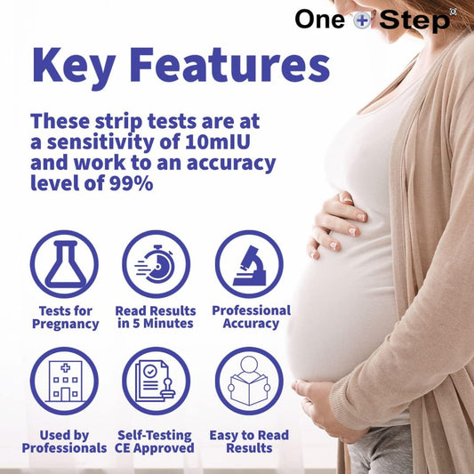 One Step: 50 x Ultra Early - 10mIU Wide Width Pregnancy Test Strips (Tests up to 6 Days Earlier)HHUKPREGST50HB