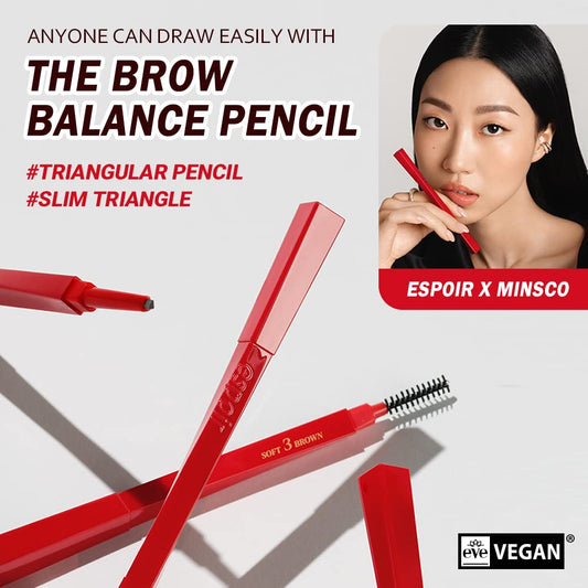 Espoir The Brow Balance Pencil #5 Light Brown | Eye Brow Pencil Quick And Easy To Draw Without Clumping With Slim Triangle Shape| A Detailed And Rich Eyebrow Texture | Korean Eyebrow Makeup