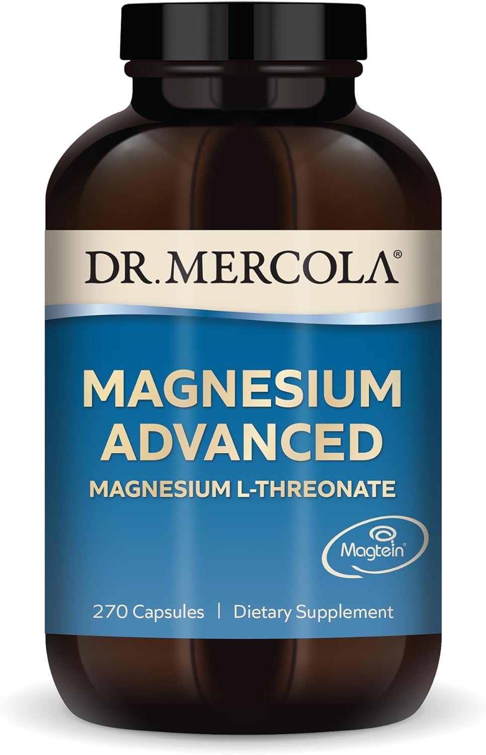 Dr. Mercola Magnesium L-Threonate Dietary Supplement, 2,000 mg Per Serving, 90 Servings (270 Capsules), Supports Bone Health, Non GMO, Soy Free, Gluten Free10238