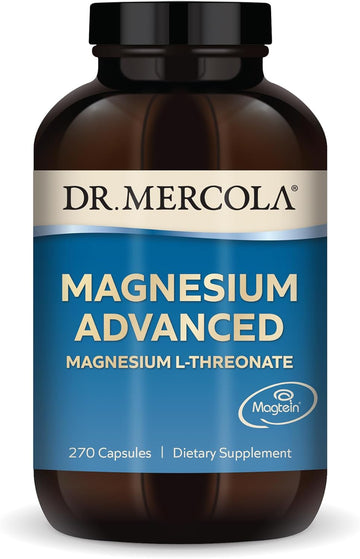 Dr. Mercola Magnesium L-Threonate Dietary Supplement, 2,000 mg Per Serving, 90 Servings (270 Capsules), Supports Bone Health, Non GMO, Soy Free, Gluten Free10238