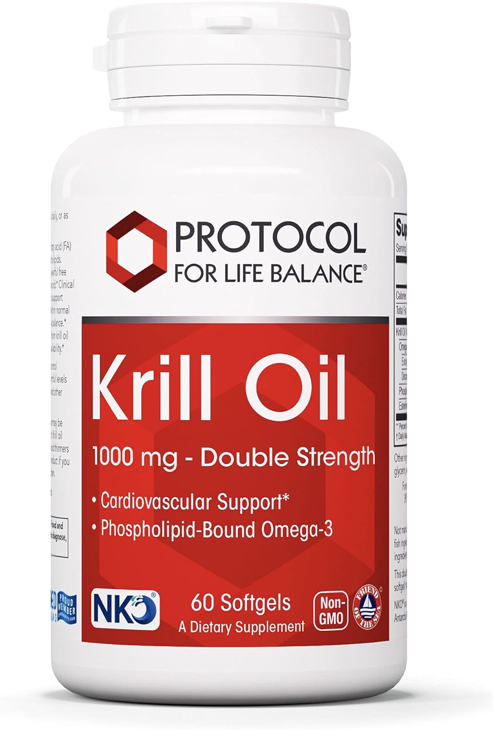 Protocol Krill Oil 1,000mg - Extra Strength Krill Oil Supplement - DHA & EPA - with Astaxanthin - Supports Heart, Brain, Joints* - Non-GMO & Halal - 60 Softgels