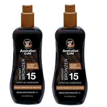 Australian Gold Spray Gel Sunscreen With Instant Bronzer Spf - 4, 8 Ounce | Moisturize & Hydrate Skin | Broad Spectrum | Water Resistant | Non-Greasy | Oxybenzone Free | Cruelty Free