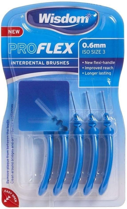 Wisdom Pro Flex 5 Interdental Brushes - 0.60Mm Blue - Pack Of 6