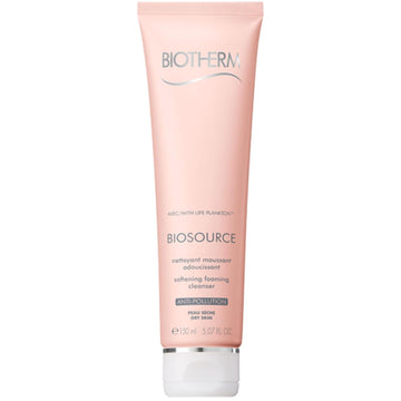 Biotherm Biosource Softening Foaming Cleanser, Rinse-Off Foaming Facial Cleanser And Make-Up Remover For Dry Skin With Biotech Plankton, For Soft And Hydrated Skin, Gel, 5.1 Fl. Oz