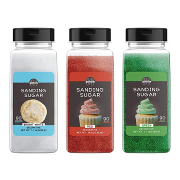 Birch & Meadow Holiday Sanding Sugar Bundle, Mixed Colors, 1 Lb. Colorful Sugar Crystals For Festive Holiday Baking
