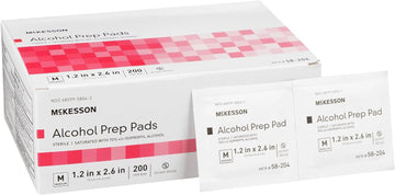 McKesson Alcohol Prep Pads, Sterile, Individual Packet, Medium, 200 Count, 1 Pack