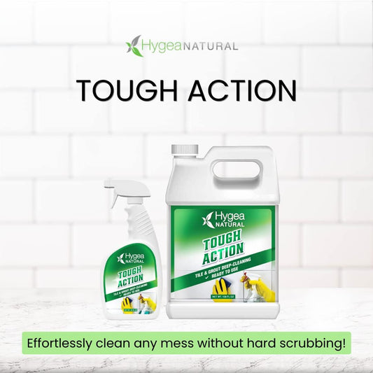 Tough Action Tile & Grout Deep Cleaning (24Oz) + Clear 'N' Bright - Glass Cleaner Spray (24Oz) Bundle - Cleans,Condition And Enhances Color Of Stone Without Residue