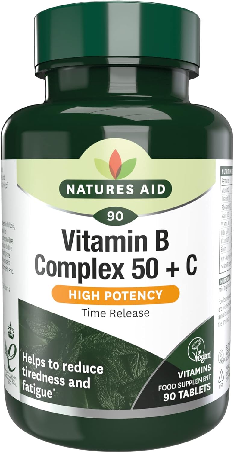 Natures Aid Vitamin B Complex 180 Tablets – High Potency – Supports Energy Metabolism, Nervous System, Brain & Immune Function – Vegan, Gluten Free, Non-Gmo – Overall Wellbeing Supplement