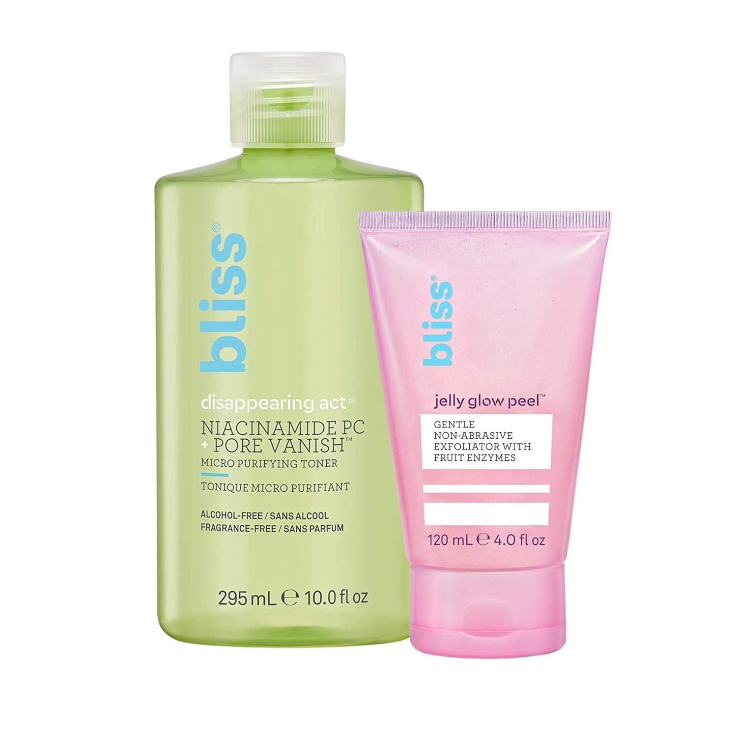 Bliss Jelly Glow Peel™ Exfoliator + Disappearing Act Niacinamide Toner | Clean | Cruelty Free | Paraben Free