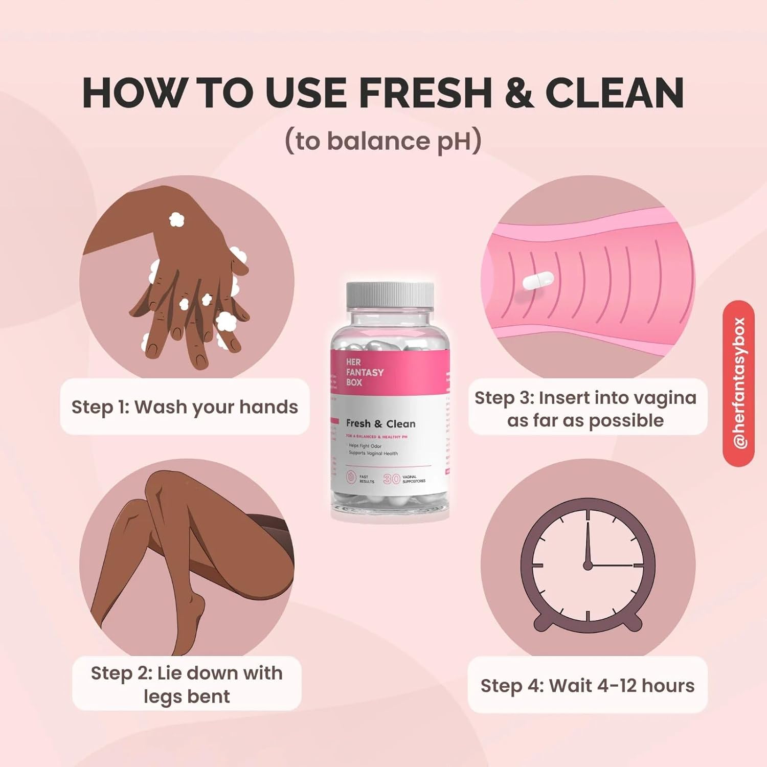 Her Fantasy Box | Fresh & Clean pH Restore Vaginal Suppositories - Natural Vaginal Health Support : Health & Household