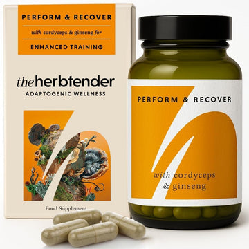 The Herbtender Perform & Recover - Natural Training Supplement With Cordyceps, Rhodiola, Ginseng, Caffeine-Free, Enhances Endurance & Recovery, Vegan, Organic (14 Capsule Pouch)