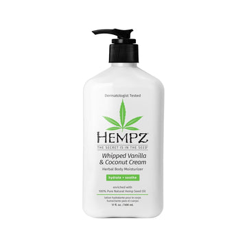 Hempz Whipped Vanilla & Coconut Cream Body & Hand Lotion, Vegan Formula, For Men Or Women, 17 Oz