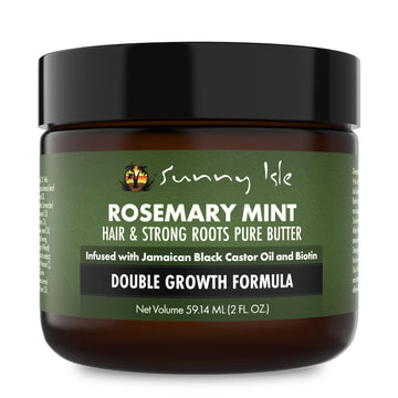 Sunny Isle Rosemary Mint Hair And Strong Roots Butter 8Oz | Infused With Biotin & Jamaican Black Castor Oil | Strengthen And Nourish Hair | Dry Scalp, Split Ends…