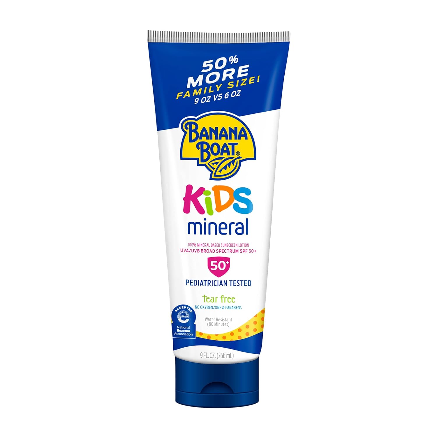 Banana Boat Kids 100% Mineral Sunscreen Lotion Spf 50, 9Oz | Sunscreen For Kids, Childrens Sunscreen, Kids Sunblock, Oxybenzone Free Sunscreen, Family Size Sunscreen Spf 50, 9Oz