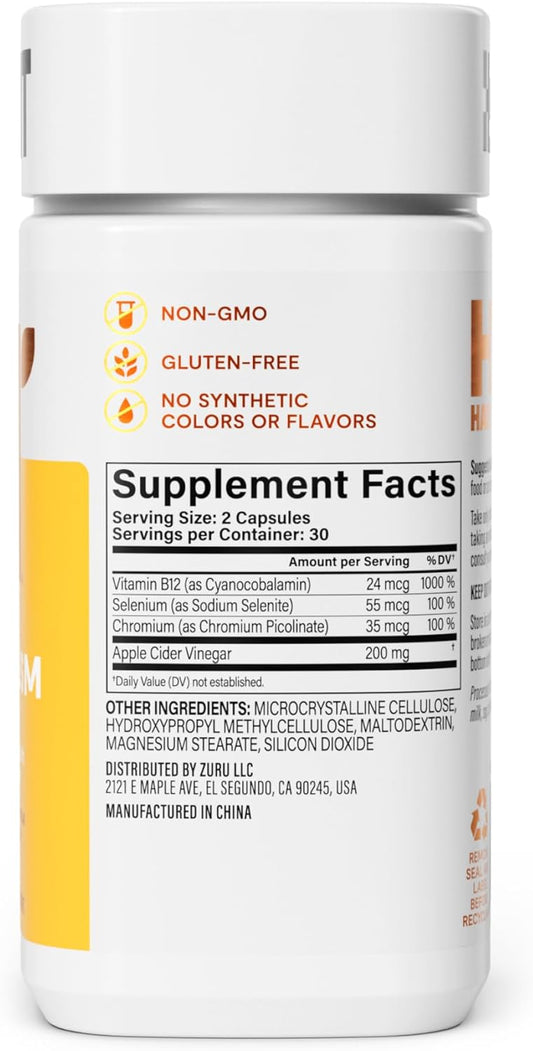 Habit Metabolism Supplement (60 Capsules) - Supports Digestive Health & Metabolism, Vitamin B12, Selenium, Chromium, Apple Cider Vinegar, Vegan, Non-Gmo (1 Pack)