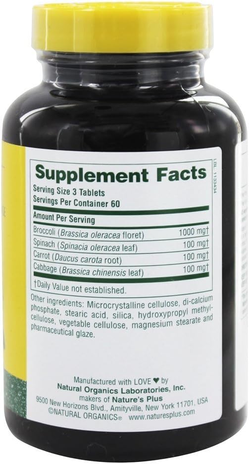 Naturesplus Mixed Vegetables - 1300 Mg, 180 Vegetarian Tablets - Powerful Whole Foods Phytonutrient Supplement, Promotes Overall Health - Gluten-Free - 60 Servings