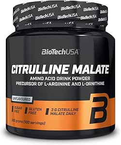 Biotechusa Citrulline Malate Powder | Essential Amino Acid For Athletes | Sugar-Free | Gluten-Free | 300 G | Unflavoured