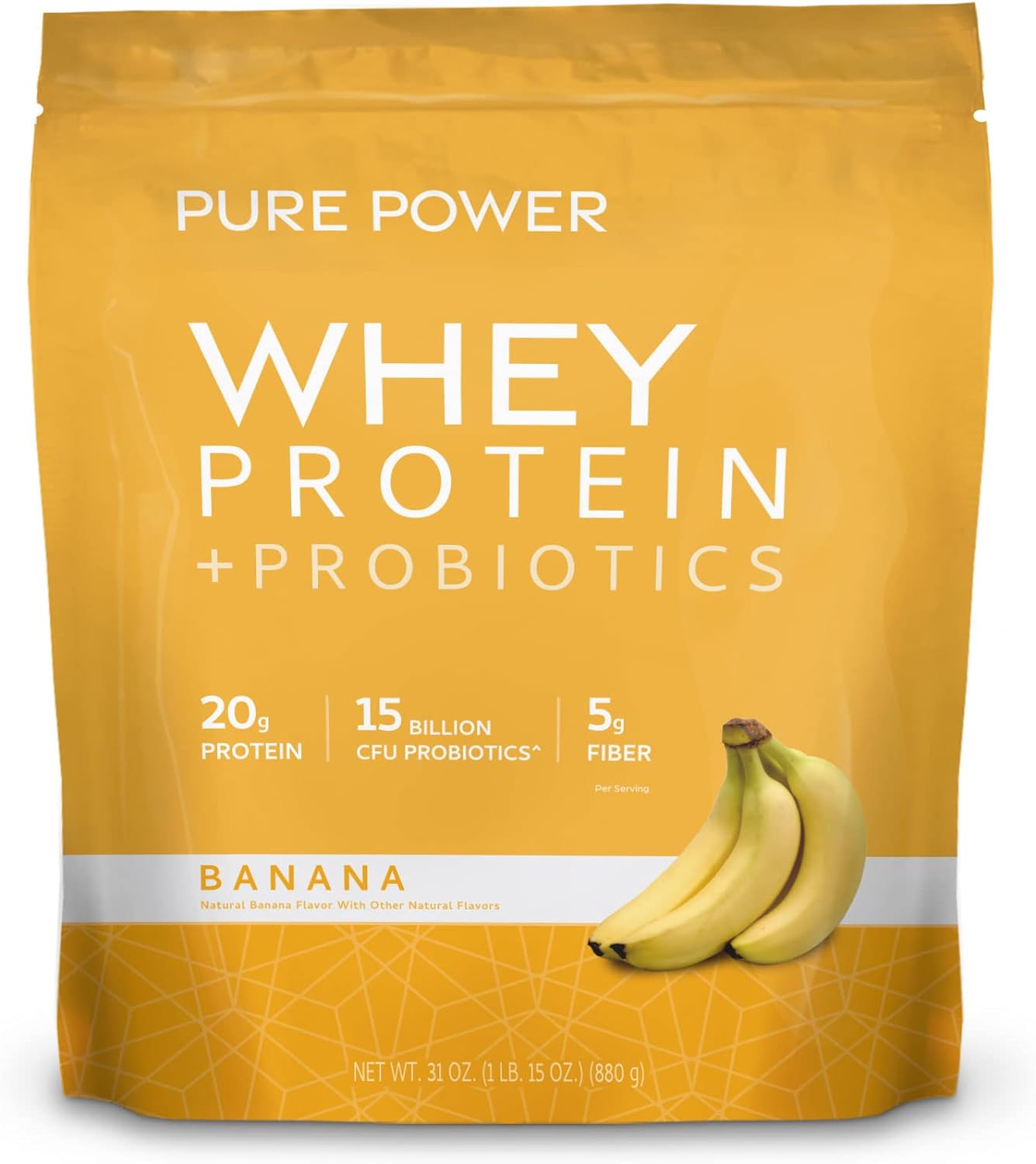 Dr. Mercola Pure Power Whey Gusset, Banana, 22 Servings (1 Lb 15 Oz), Non Gmo, Gluten Free, Soy Free