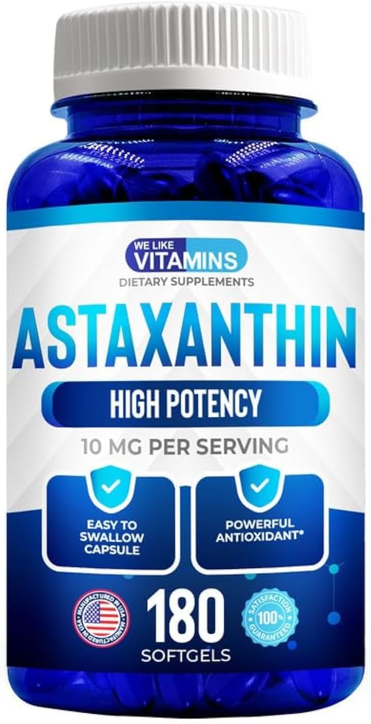 Welikevitamins Astaxanthin 10Mg Softgel - Highly Potent Organic Astaxanthin Supplements From Haematococcus Pluvialis - Improves Eye, Joint, Skin Health & Energy Levels - 180 Servings, 6 Month Supply