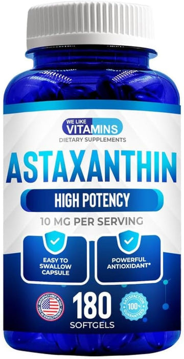 Welikevitamins Astaxanthin 10Mg Softgel - Highly Potent Organic Astaxanthin Supplements From Haematococcus Pluvialis - Improves Eye, Joint, Skin Health & Energy Levels - 180 Servings, 6 Month Supply