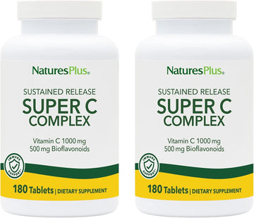 Naturesplus Super C Complex - 180 Sustained Release Tablets, Pack Of 2 - 1000 Mg Vitamin C + Acerola, Rose Hip & 500 Mg Bioflavonoids - Supports Immune Health - 360 Total Servings