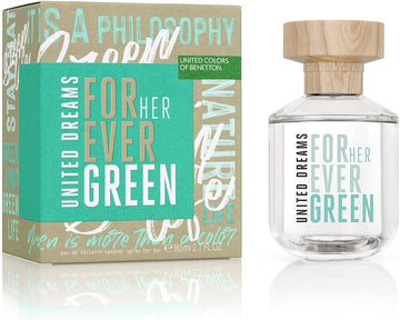 Benetton - Forever Green Her From United Dreams, Eau De Toilette For Women - Long Lasting - Fresh, Femenine And Casual Fragance - Floral And Citrus Noets - Ideal For Day Wear - 80 Ml