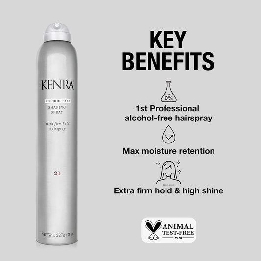 Kenra Shaping Spray 21 | Alcohol Free Hairspray | Max Moisture Retention | Extra Firm Hold & High Shine | Optimal Working Time | All Hair Types