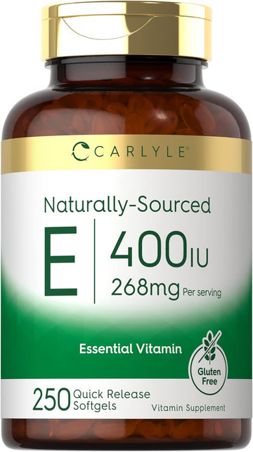 Carlyle Vitamin E 400 Iu Softgels | 250 Count | Naturally Sourced | Non-Gmo And Gluten Free